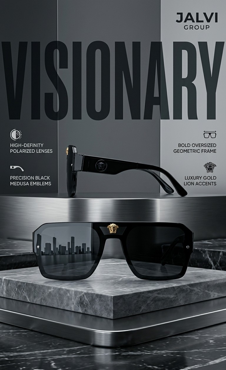 Premium Black  Frame Sunglasses with Gold Accents